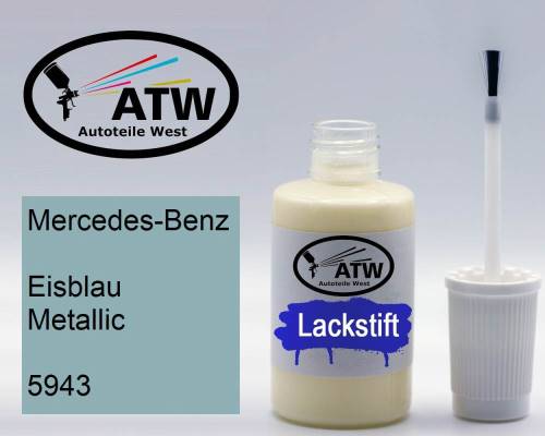 Mercedes-Benz, Eisblau Metallic, 5943: 20ml Lackstift, von ATW Autoteile West.